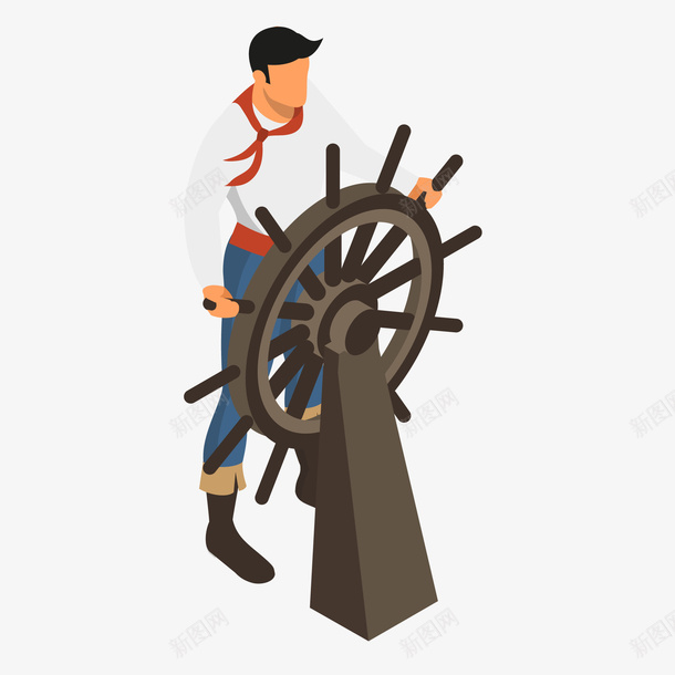 卡通航行的船长矢量图ai免抠素材_88icon https://88icon.com captain 卡通 方向 海航 矢量图 航行 舰长 舵手 船舵 船长