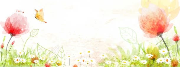 水墨花唯美清新背景bannerjpg设计背景_88icon https://88icon.com banner 唯美 树叶 水墨花 清新 背景 花丛 蝴蝶