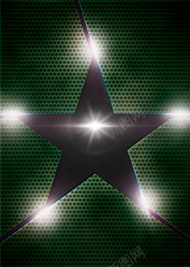 绿色蜂窝纹理五角星科技光线海报背景背景