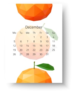 2017日期日历2017年12月挂历日期时间水果矢量图高清图片