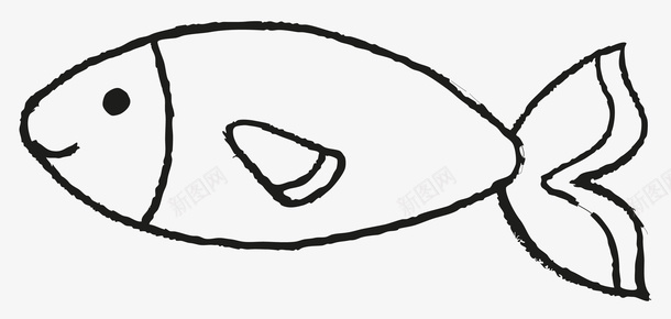 手绘线条鱼图标图标