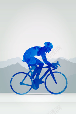 简约人物骑行运动海报背景矢量图背景