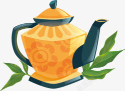 精美茶壶茶叶标贴矢量图素材