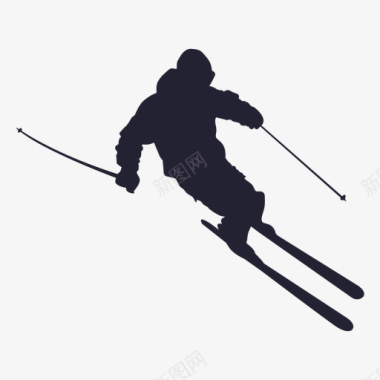 手绘滑雪橇的人轮廓图图标图标
