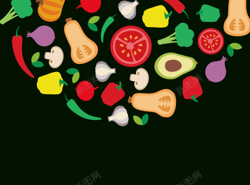卡通蔬菜水果海报背景矢量图背景