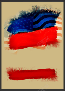 抽象几何水彩美国国旗海报背景矢量图背景