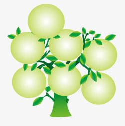 卡通植物绿色长满果实的果树素材