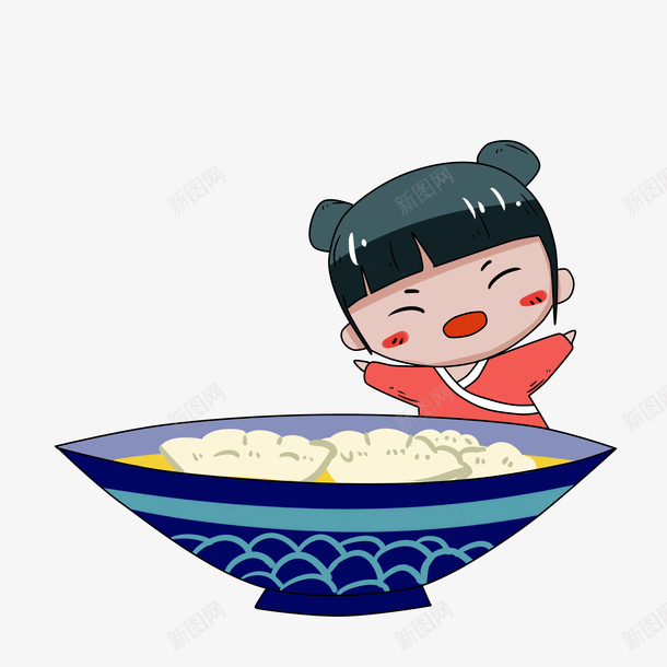 可爱的吃饭女孩元素png免抠素材_88icon https://88icon.com 元素 免扣 可爱 吃饭