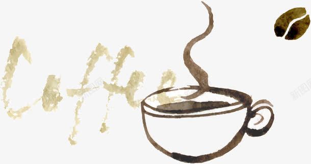 手绘水墨风手绘水墨咖啡元素图标图标