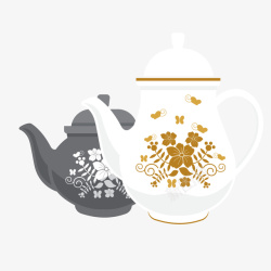 艺术陶瓷茶壶矢量图素材