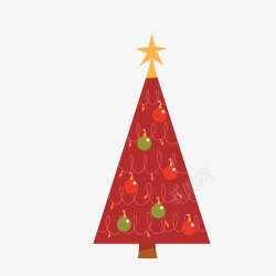 红黄绿色卡通吊球圣诞树矢量图素材