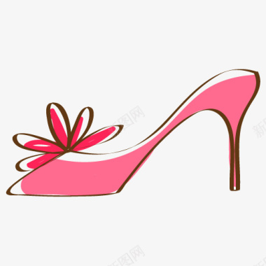 粉色条纹背景粉色的高跟鞋图标图标