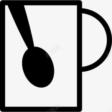 勺子搅拌咖啡浓缩咖啡咖啡杯和勺子的标图标图标