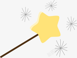 黄色五角星魔法棒素材