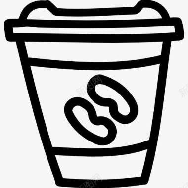 手绘水獭咖啡杯手绘轮廓图标图标
