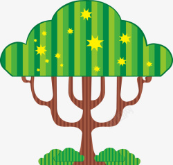 扁平化大树插画手绘大树星星树扁平化树矢量图高清图片