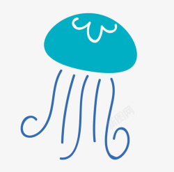 水母免扣PNG图一个蓝色手绘的水母高清图片