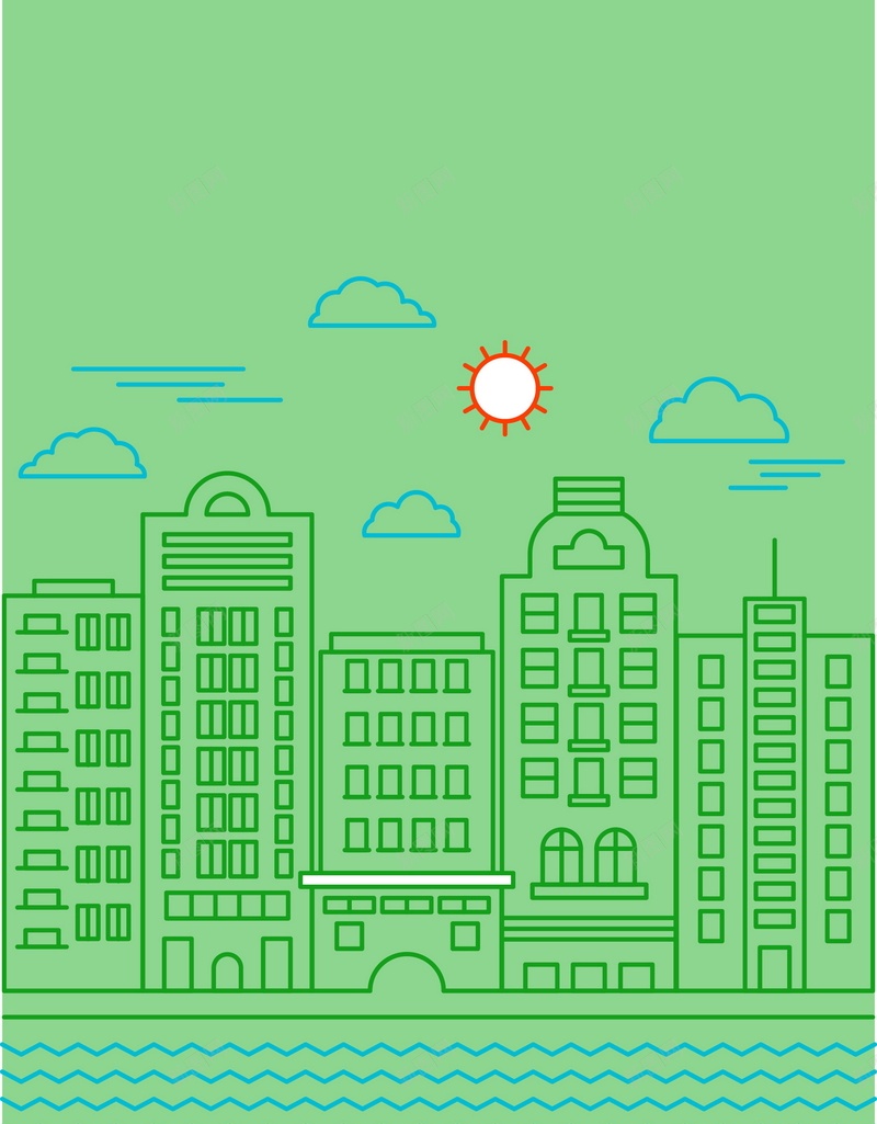 线条城市建筑矢量图ai设计背景_88icon https://88icon.com 几何 城市 大厦 建筑 扁平 渐变 线条 绿色 高楼 矢量图