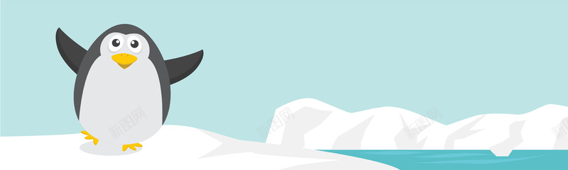 冬季幼儿园卡通童趣企鹅banner背景矢量图背景