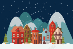 雪夜图片素材下载卡通可爱冬天雪景背景矢量图高清图片