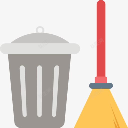 扫把和垃圾桶手绘图png免抠素材_88icon https://88icon.com 卡通 垃圾 垃圾桶 手绘图 打扫卫生 扫把 简图