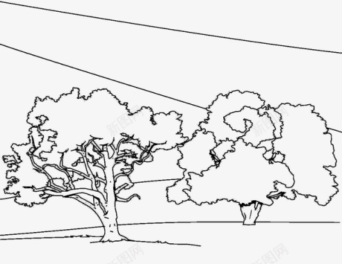 手绘卡通小绿树树简笔画图标图标