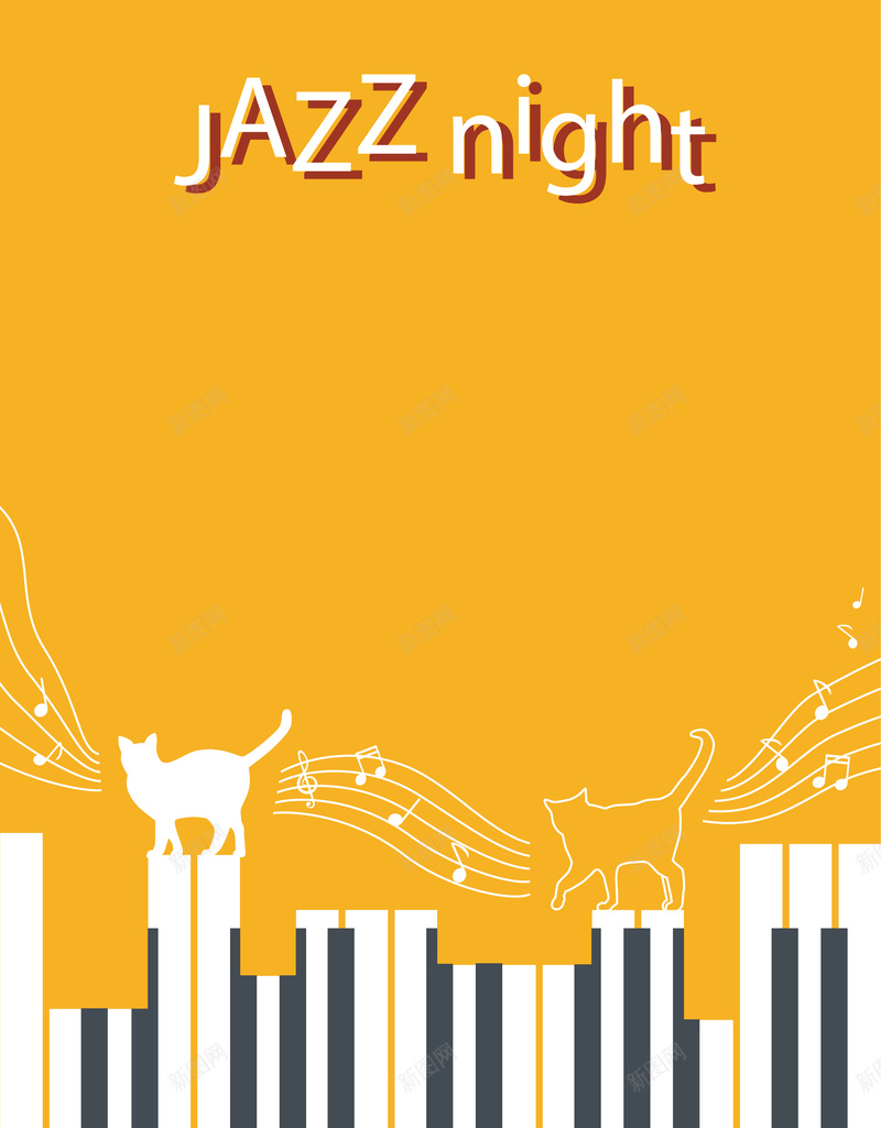 卡通钢琴键猫咪海报背景矢量图ai设计背景_88icon https://88icon.com 卡通 开心 手风琴键 海报 爵士乐 猫咪 矢量 矢量艺术字 素材 背景 钢琴键 黄色 矢量图