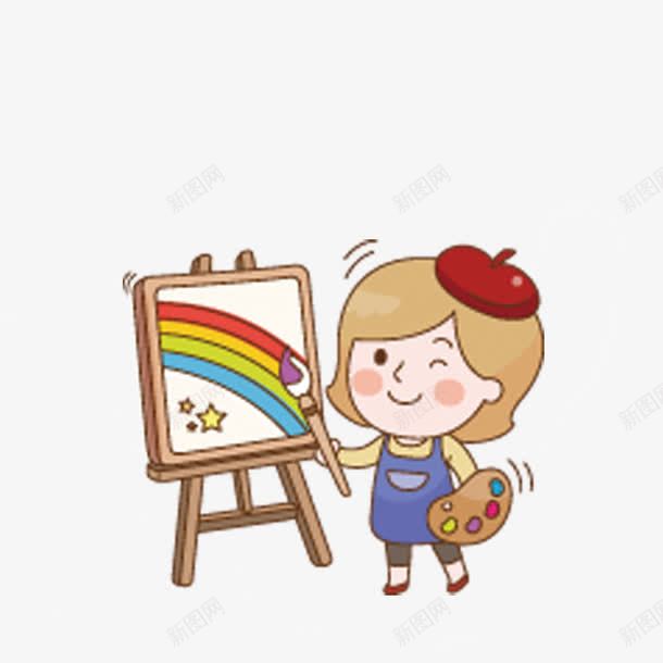 画画的小女孩png免抠素材_88icon https://88icon.com 儿童节素材 卡通元素 女孩 画画 练习画画
