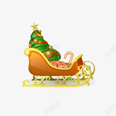 圣诞雪橇车png免抠素材_88icon https://88icon.com 圣诞 圣诞树 圣诞素材库 礼物 雪橇车 麋鹿车