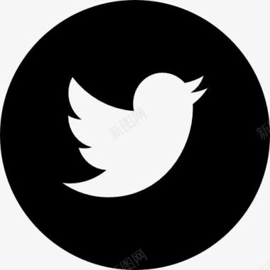 推特标志的黑色圆形按钮图标图标
