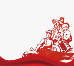 红色中国风劳动节工人插画素材