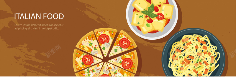 意大利风味美食披萨banner矢量图背景