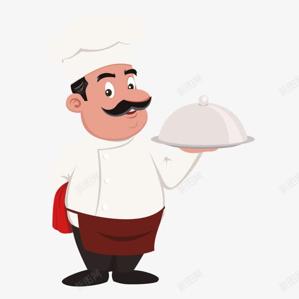 大厨png免抠素材_88icon https://88icon.com 上菜 厨师 托着餐盘的厨师 矢量人物 餐厅大厨