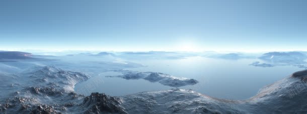 山峦间的湖水海报背景背景