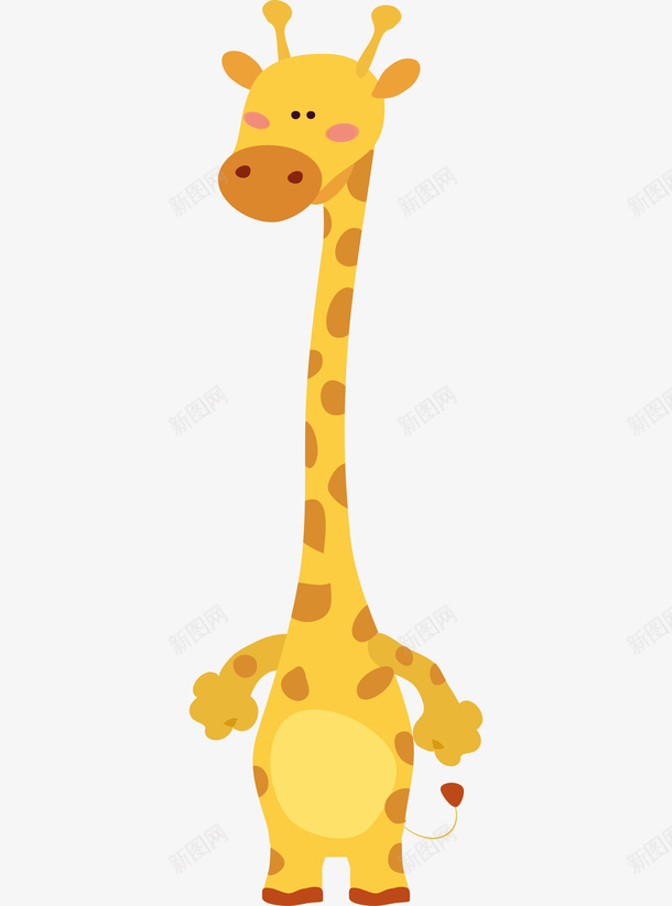卡通手绘黄色的长颈鹿png免抠素材_88icon https://88icon.com 创意 动漫动画 卡通手绘 可爱的长颈鹿 简约 黄色