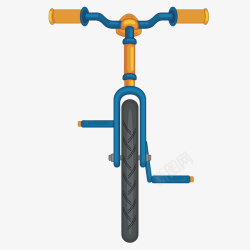 蓝色质感卡通自行车矢量图素材