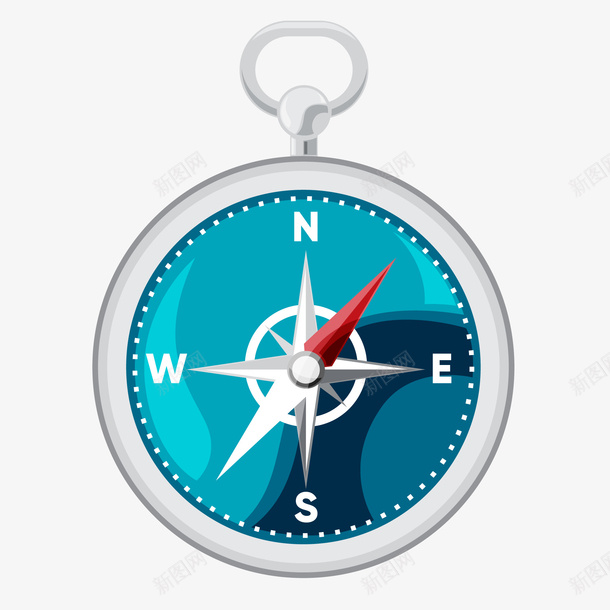 卡通指南针矢量图ai免抠素材_88icon https://88icon.com 冒险 指南针 方向 登山 蓝色 野外生存工具 矢量图