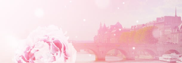 粉色梦幻花朵大桥背景