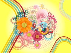 波普条纹抽象创意花卉曲线条纹波普矢量背景高清图片