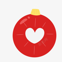 红白色心形卡通圣诞吊球矢量图素材