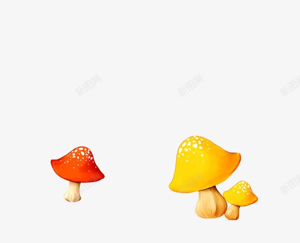 可爱红黄蘑菇透明背景png免抠素材_88icon https://88icon.com 卡通 可爱 蘑菇