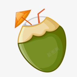 绿色卡通椰子图案矢量图素材
