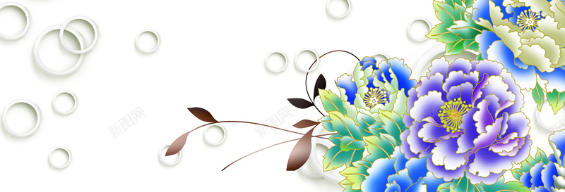 国色天香背景图psd设计背景_88icon https://88icon.com 国色天香 圆圈 圈圈 富贵 海报banner 牡丹 白色 立体 蓝色