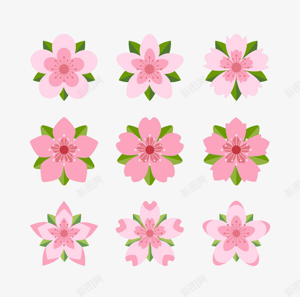 粉色带叶子樱花png免抠素材_88icon https://88icon.com 春天 樱花 粉色 设计