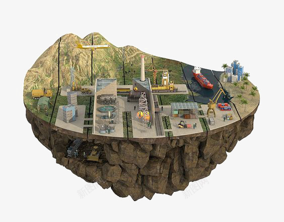 立体工厂png免抠素材_88icon https://88icon.com 创意 城市工厂 立体 设计感 风景