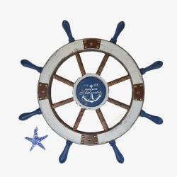海军风免抠素材手绘海军风轮船方向盘高清图片