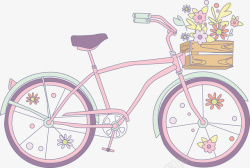 手绘紫色自行车相矢量图素材