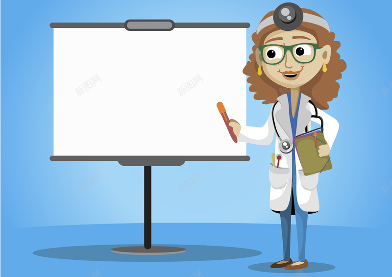 卡通医生讲解白板背景矢量图ai设计背景_88icon https://88icon.com 医生 医生背景 医疗 卡通 卡通医生 素材 素材背景 背景 讲解 矢量图