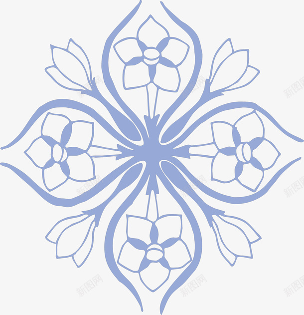 淡紫色窗花花纹图案矢量图ai免抠素材_88icon https://88icon.com 中国风 花纹图案 装饰 矢量图