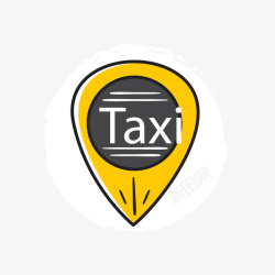 黄色位置符号出租车标签矢量图素材